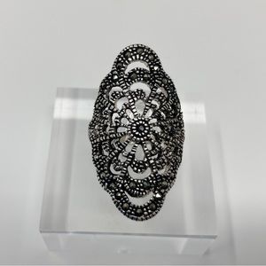 Oval Zirconia Sterling Silver Stone Ring, 925 Sterling Silver Handmade Artisan